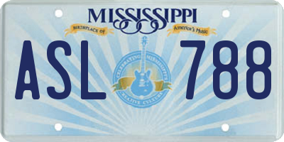 MS license plate ASL788