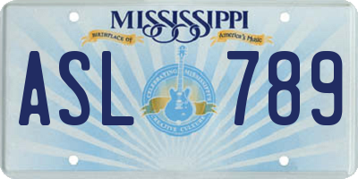 MS license plate ASL789