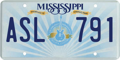 MS license plate ASL791