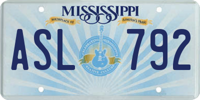 MS license plate ASL792
