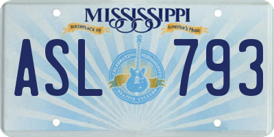 MS license plate ASL793