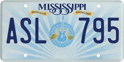 MS license plate ASL795