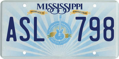 MS license plate ASL798