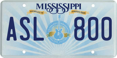 MS license plate ASL800
