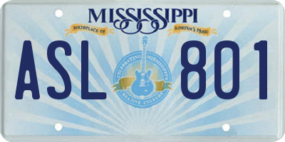MS license plate ASL801