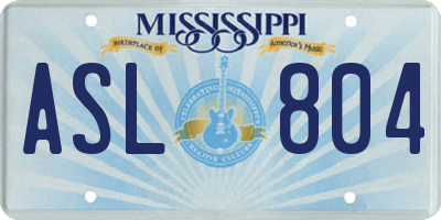 MS license plate ASL804