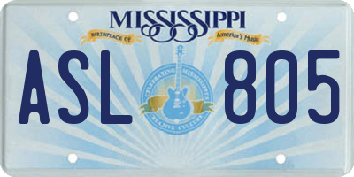 MS license plate ASL805