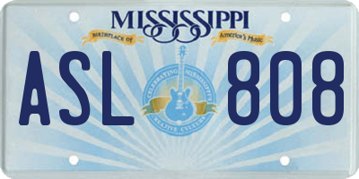 MS license plate ASL808