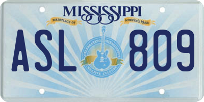 MS license plate ASL809