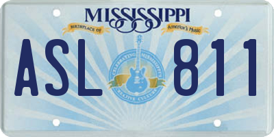 MS license plate ASL811