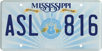 MS license plate ASL816