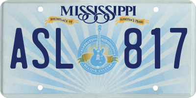 MS license plate ASL817