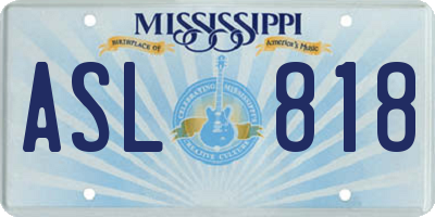 MS license plate ASL818