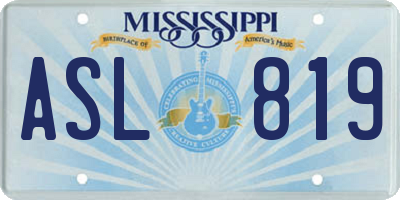 MS license plate ASL819