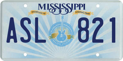 MS license plate ASL821