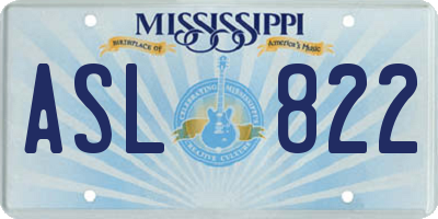 MS license plate ASL822