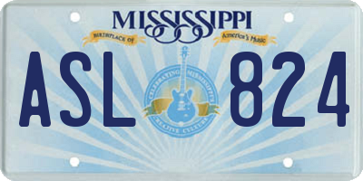 MS license plate ASL824
