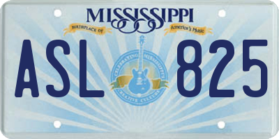 MS license plate ASL825