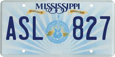 MS license plate ASL827