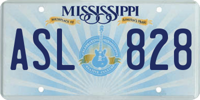 MS license plate ASL828