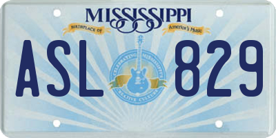 MS license plate ASL829