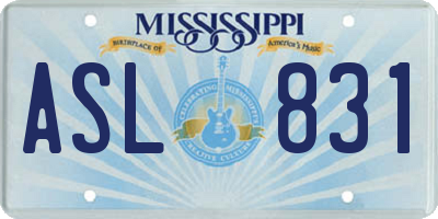 MS license plate ASL831