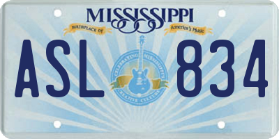 MS license plate ASL834