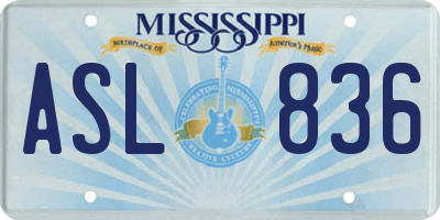 MS license plate ASL836