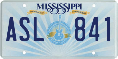 MS license plate ASL841