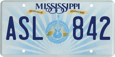 MS license plate ASL842