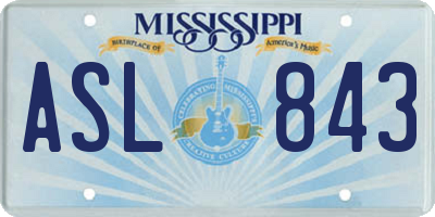 MS license plate ASL843