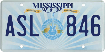 MS license plate ASL846