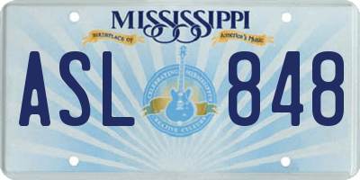 MS license plate ASL848