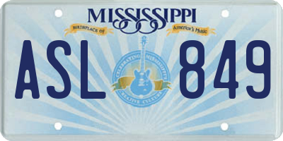MS license plate ASL849