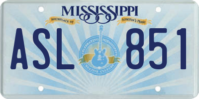 MS license plate ASL851