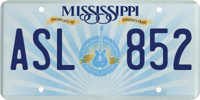 MS license plate ASL852
