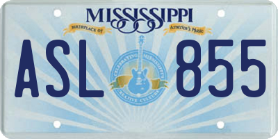 MS license plate ASL855