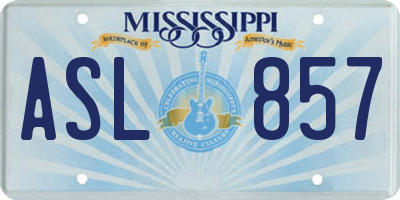 MS license plate ASL857