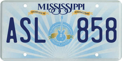 MS license plate ASL858