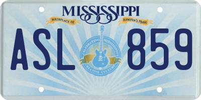 MS license plate ASL859