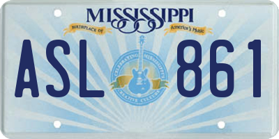 MS license plate ASL861