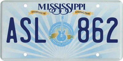 MS license plate ASL862