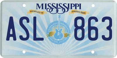 MS license plate ASL863