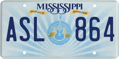 MS license plate ASL864