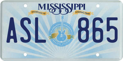 MS license plate ASL865