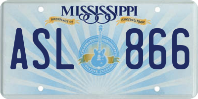 MS license plate ASL866