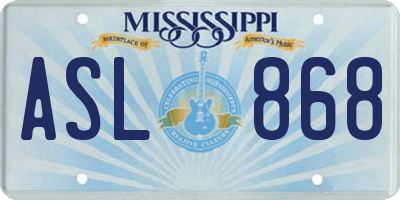 MS license plate ASL868