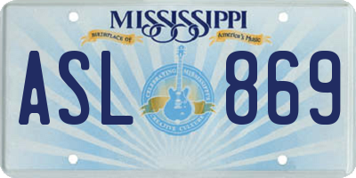 MS license plate ASL869