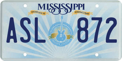 MS license plate ASL872