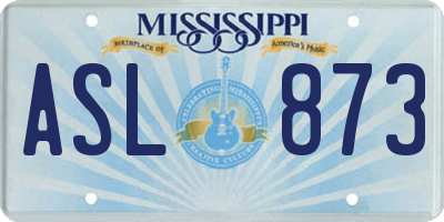 MS license plate ASL873